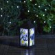 Glitzhome 11"H Set of 2 Stylish Textured Glass with Butterfly and Flower Pattern Solar Powered Hanging Lantern (KD)