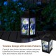 Glitzhome 11"H Set of 2 Stylish Textured Glass with Butterfly and Flower Pattern Solar Powered Hanging Lantern (KD)