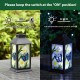 Glitzhome 11"H Set of 2 Stylish Textured Glass with Butterfly and Flower Pattern Solar Powered Hanging Lantern (KD)