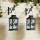 Glitzhome 11"H Set of 2 Stylish Textured Glass with Butterfly and Flower Pattern Solar Powered Hanging Lantern (KD)