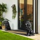 Glitzhome Set of 2 - 20.75"H MGO Black Sitting Lion Garden Statue