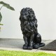 Glitzhome Set of 2 - 20.75"H MGO Black Sitting Lion Garden Statue