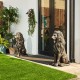 Glitzhome Set of 2 - 28"H MGO Bronze Sitting Lion Garden Statue