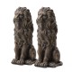 Glitzhome Set of 2 - 28"H MGO Bronze Sitting Lion Garden Statue