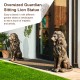 Glitzhome Set of 2 - 28"H MGO Bronze Sitting Lion Garden Statue