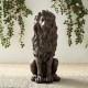 Glitzhome Set of 2 - 28"H MGO Bronze Sitting Lion Garden Statue