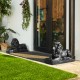 Glitzhome Set of 2 - 21.75"L MGO Black Lying Lion Garden Statue