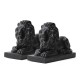 Glitzhome Set of 2 - 21.75"L MGO Black Lying Lion Garden Statue