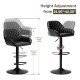 Glitzhome Set of 2 Mid-Century Modern Black Quilted Leatherette Gaslift Adjustable Swivel Bar Stool