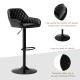 Glitzhome Set of 2 Mid-Century Modern Black Quilted Leatherette Gaslift Adjustable Swivel Bar Stool