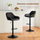 Glitzhome Set of 2 Mid-Century Modern Black Quilted Leatherette Gaslift Adjustable Swivel Bar Stool