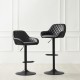 Glitzhome Set of 2 Mid-Century Modern Black Quilted Leatherette Gaslift Adjustable Swivel Bar Stool