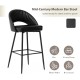 Glitzhome Set of 2 Modern Black Quilted Leatherette Bar Stool with Metal Tapered Legs