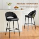 Glitzhome Set of 2 Modern Black Quilted Leatherette Bar Stool with Metal Tapered Legs