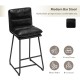 Glitzhome Set of 2 Modern Black Thick Leatherette Bar Stool with Metal Legs