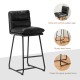 Glitzhome Set of 2 Modern Black Thick Leatherette Bar Stool with Metal Legs