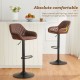 Glitzhome Set of 2 Mid-Century Modern Brown Quilted Leatherette Gaslift Adjustable Swivel Bar Stool