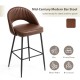 Glitzhome Set of 2 Modern Brown Quilted Leatherette Bar Stool with Metal Tapered Legs