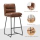 Glitzhome Set of 2 Modern Brown Thick Leatherette Bar Stool with Metal Legs