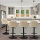 Glitzhome Set of 2 Mid-Century Modern Cream Quilted Leatherette Gaslift Adjustable Swivel Bar Stool