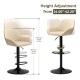 Glitzhome Set of 2 Mid-Century Modern Cream Quilted Leatherette Gaslift Adjustable Swivel Bar Stool