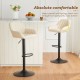 Glitzhome Set of 2 Mid-Century Modern Cream Quilted Leatherette Gaslift Adjustable Swivel Bar Stool