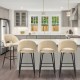 Glitzhome Set of 2 Modern Cream Quilted Leatherette Bar Stool with Metal Tapered Legs