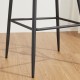 Glitzhome Set of 2 Modern Cream Quilted Leatherette Bar Stool with Metal Tapered Legs