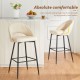 Glitzhome Set of 2 Modern Cream Quilted Leatherette Bar Stool with Metal Tapered Legs