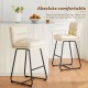 Glitzhome Set of 2 Modern Cream Thick Leatherette Bar Stool with Metal Legs