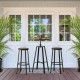 Glitzhome Industrial Modern 37.00-42.00"H Adjustable Round Bar Table with Walnut Veneer Top and Black Steel Base