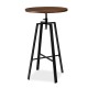 Glitzhome Industrial Modern 37.00-42.00"H Adjustable Round Bar Table with Walnut Veneer Top and Black Steel Base