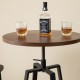 Glitzhome Industrial Modern 37.00-42.00"H Adjustable Round Bar Table with Walnut Veneer Top and Black Steel Base