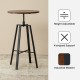 Glitzhome Industrial Modern 37.00-42.00"H Adjustable Round Bar Table with Walnut Veneer Top and Black Steel Base