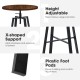 Glitzhome Industrial Modern 37.00-42.00"H Adjustable Round Bar Table with Walnut Veneer Top and Black Steel Base