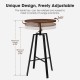 Glitzhome Industrial Modern 37.00-42.00"H Adjustable Round Bar Table with Walnut Veneer Top and Black Steel Base