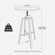 Glitzhome Industrial Modern 37.00-42.00"H Adjustable Round Bar Table with Walnut Veneer Top and Black Steel Base
