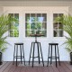 Glitzhome Industrial Modern 37.00-42.00"H Adjustable Round Bar Table with Black Oak Veneer Top and Black Steel Base