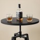 Glitzhome Industrial Modern 37.00-42.00"H Adjustable Round Bar Table with Black Oak Veneer Top and Black Steel Base