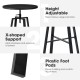 Glitzhome Industrial Modern 37.00-42.00"H Adjustable Round Bar Table with Black Oak Veneer Top and Black Steel Base