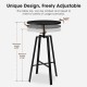 Glitzhome Industrial Modern 37.00-42.00"H Adjustable Round Bar Table with Black Oak Veneer Top and Black Steel Base