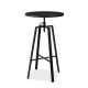 Glitzhome Industrial Modern 37.00-42.00"H Adjustable Round Bar Table with Black Oak Veneer Top and Black Steel Base