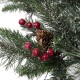Glitzhome Set of Two 4ft Flocked Christmas Tree With 100 Warm White Light, Pinecone and Berries