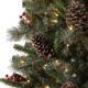 Glitzhome Set of Two 4ft Flocked Christmas Tree With 100 Warm White Light, Pinecone and Berries