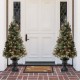 Glitzhome Set of Two 4ft Flocked Christmas Tree With 100 Warm White Light, Pinecone and Berries