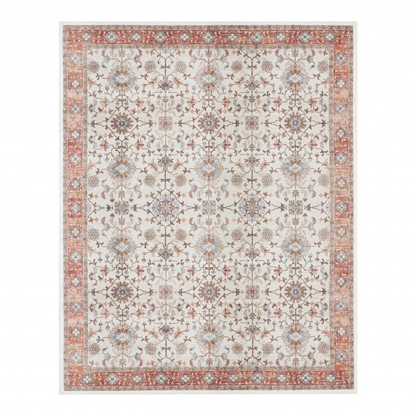 Glitzhome 8" x 10" Oriental Ivory/ Red Area Rugs