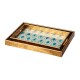 Glitzhome Set of 2 Rectangle Wooden & Plastic Peacock Feathers Patterned Decorative Trays with Handles