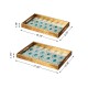 Glitzhome Set of 2 Rectangle Wooden & Plastic Peacock Feathers Patterned Decorative Trays with Handles