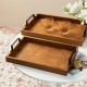 Glitzhome Set of 2 Rectangle Wooden Geometric Trays with Metal Handles