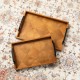 Glitzhome Set of 2 Rectangle Wooden Geometric Trays with Metal Handles